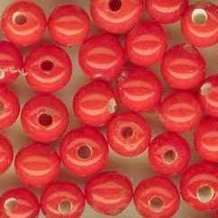 10 x 4mm round Lampwork beads in Red (1950s)