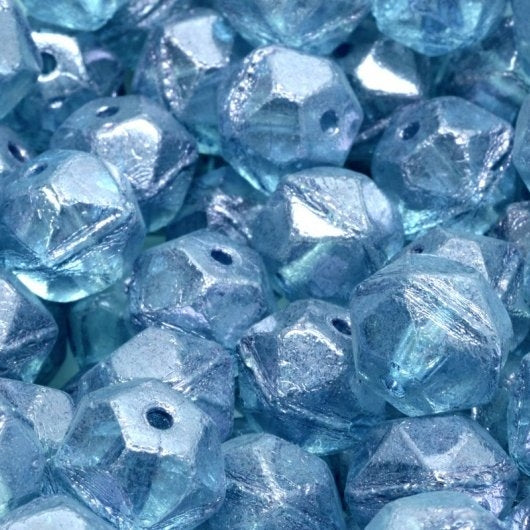 6 x 11mm english cut beads in Baby Blue Lustre