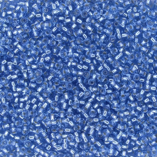 0028 - 10g Size 11/0 Miyuki seed beads in Silver lined Cornflower Blue