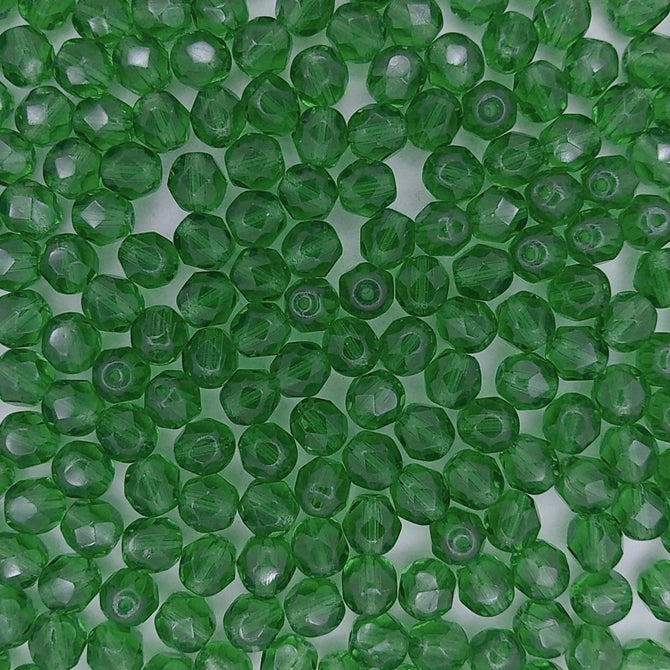 50 x 6mm faceted beads in Chrysolite Green