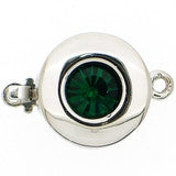 Claspgarten Silver clasp with Emerald crystal and 1 row 14551 - 12mm