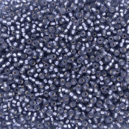 0021F - 10g Size 11/0 Miyuki seed beads in Matt Silver lined Grey