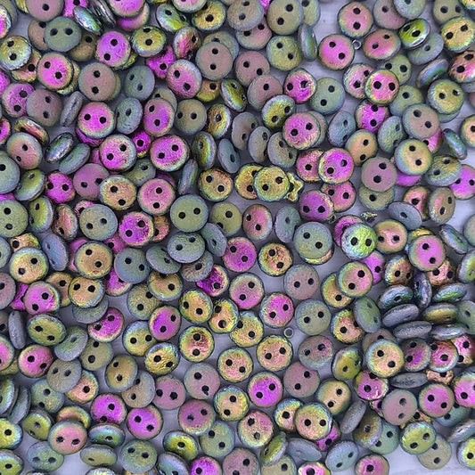 50 x two hole lentils in etched Full Vitrail