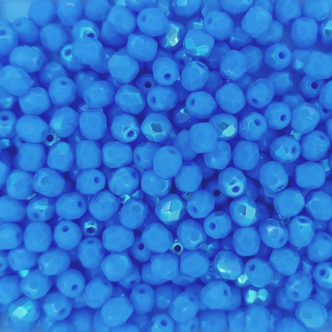 50 x 4mm faceted beads in Opaque Dark Blue AB