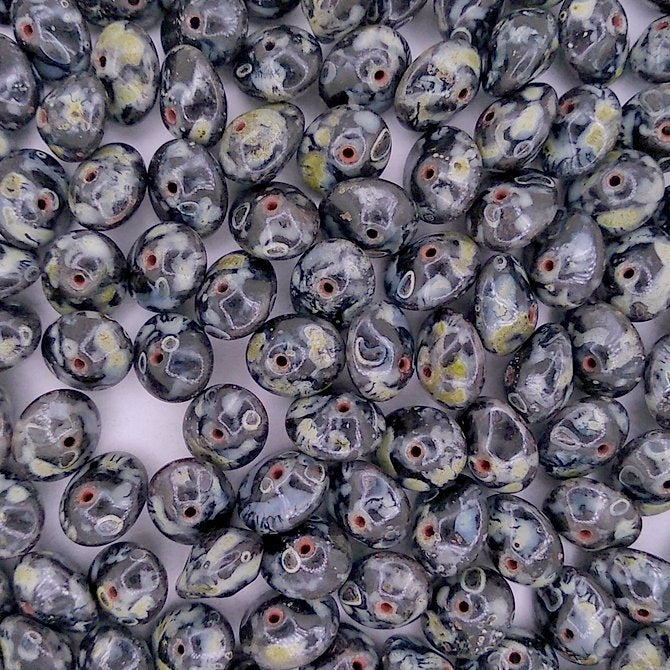 10 x UFO beads in Black Picasso