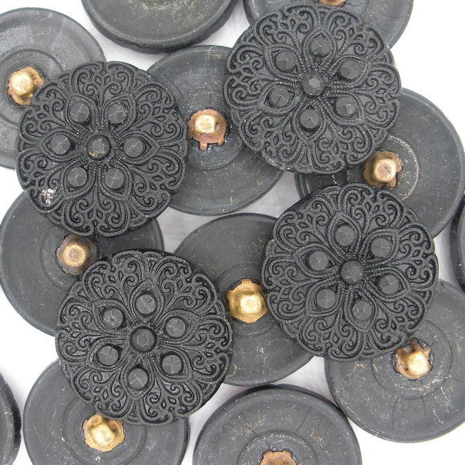 B2 - 22mm Glass button in Black (vintage)