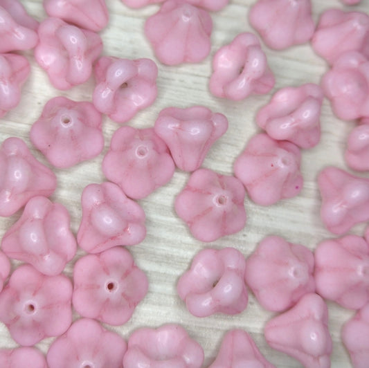 5 x Bell Flowers in Alabaster/Light Pink (11x13mm)