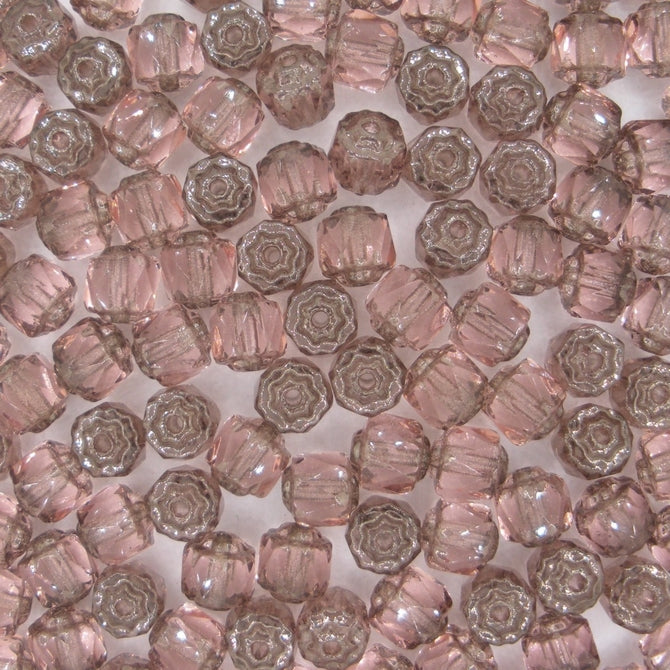 10 x 6mm window beads in Rose/Platina
