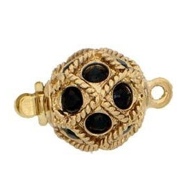 Claspgarten Gold ball clasp with Jet crystals and 1 row 13572 - 10.5mm