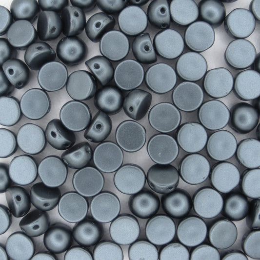 10 x 2 hole cabochon in Pastel Dark Grey (6mm)