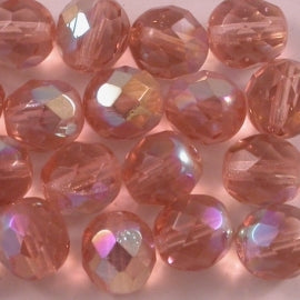 10 x 8mm faceted beads in Rose Pink AB