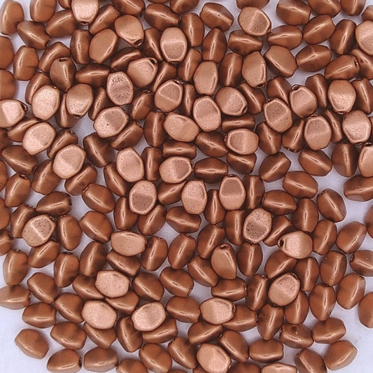 50 x pinch beads in Vintage Copper (3x5mm)
