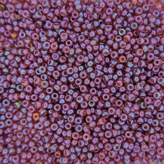 0302 - 10g Size 11/0 Miyuki seed beads in Claret Rainbow Gold Lustre