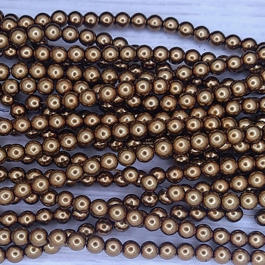 120 x 4mm round pearls in Bronze