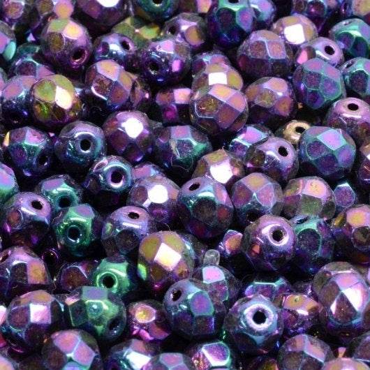 25 x 6mm faceted beads in Purple Iris