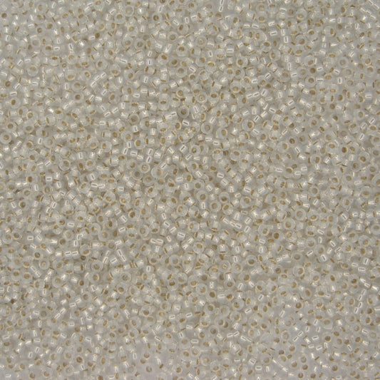 0551 - 5g Size 15/0 Miyuki seed beads in Gilt lined White Opal