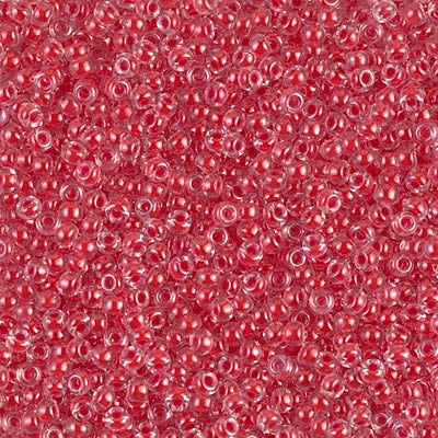 0226 - 50g Size 11/0 Miyuki seed beads in Dark Coral lined Crystal