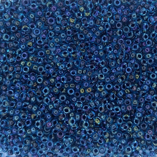 0347 - 10g Size 11/0 Miyuki seed beads in Dark Blue lined Aqua