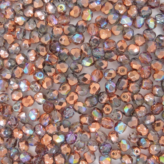 50 x 4mm faceted beads in Copper Rainbow