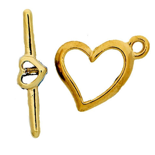 Claspgarten Gold Heart Toggle clasp with 1 row 12864 - 15x13mm