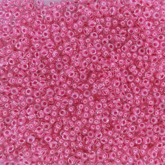 0208 - 50g Size 11/0 Miyuki seed beads in Carnation Pink lined Crystal