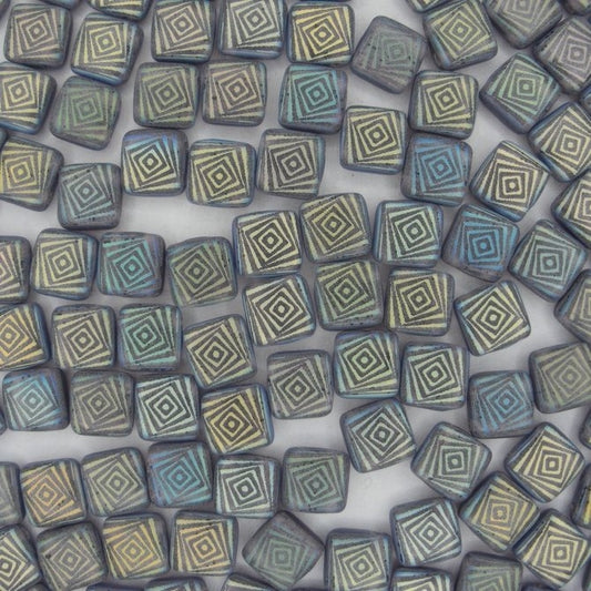 25 x 6mm Czech tiles in laser etched Matt swirl