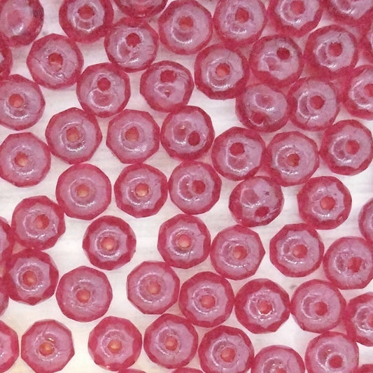 25 x faceted rondelles in Ruby (3x5mm)