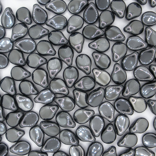 30 x pip beads in Black/Slate Lustre