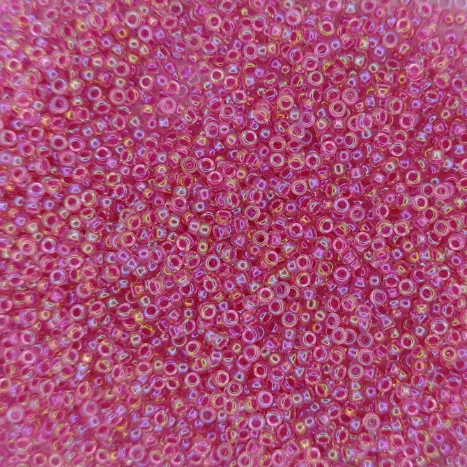 0355 - 5g Size 15/0 Miyuki seed beads in Hot Pink lined Crystal AB