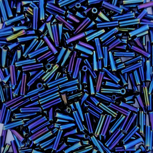 452 - 10g x 6mm Miyuki Bugles in Metallic Dark Blue Iris