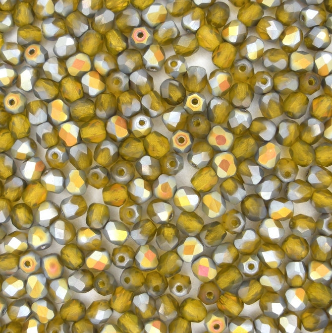 50 x 4mm faceted beads in Matt Jonquil Yellow Marea