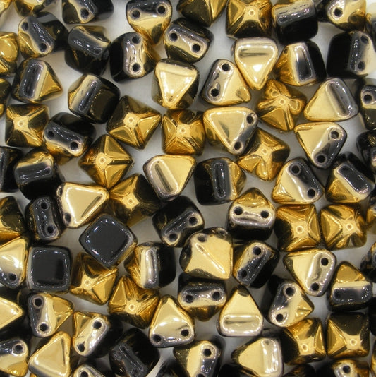 10 x 6mm pyramids in Black/Amber