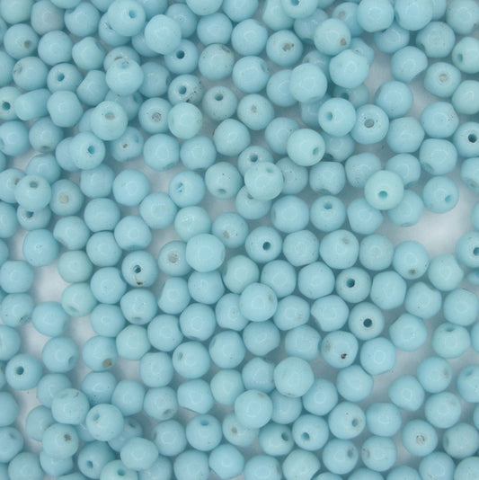 40 x 4mm round beads in Light Blue (1960s)