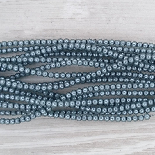 150 x 2mm round beads in Steel Blue