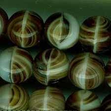 10 x 8mm round beads in Brown and Cream Marble (1960s)