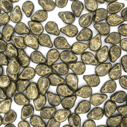 30 x pip beads in Black/Gold Lustre