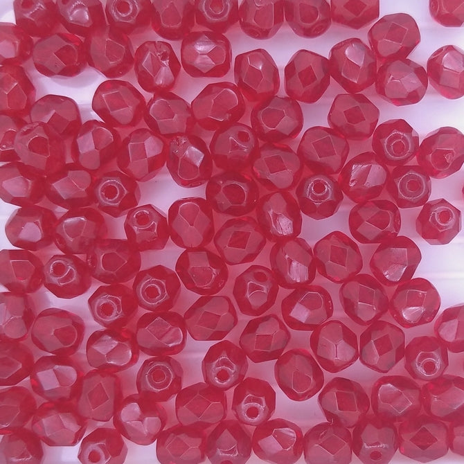 50 x 5mm faceted beads in Ruby Red