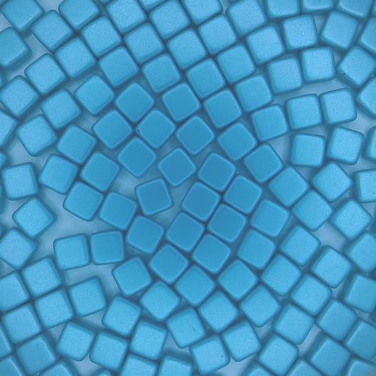 20 x 6mm Czech tiles in Pastal Aqua