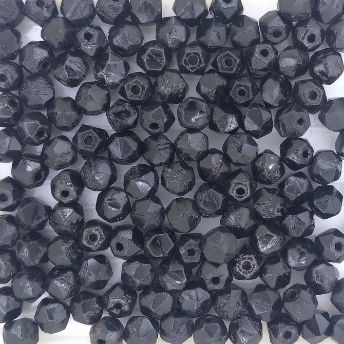 25 x 4mm faceted beads in Black (1900s)